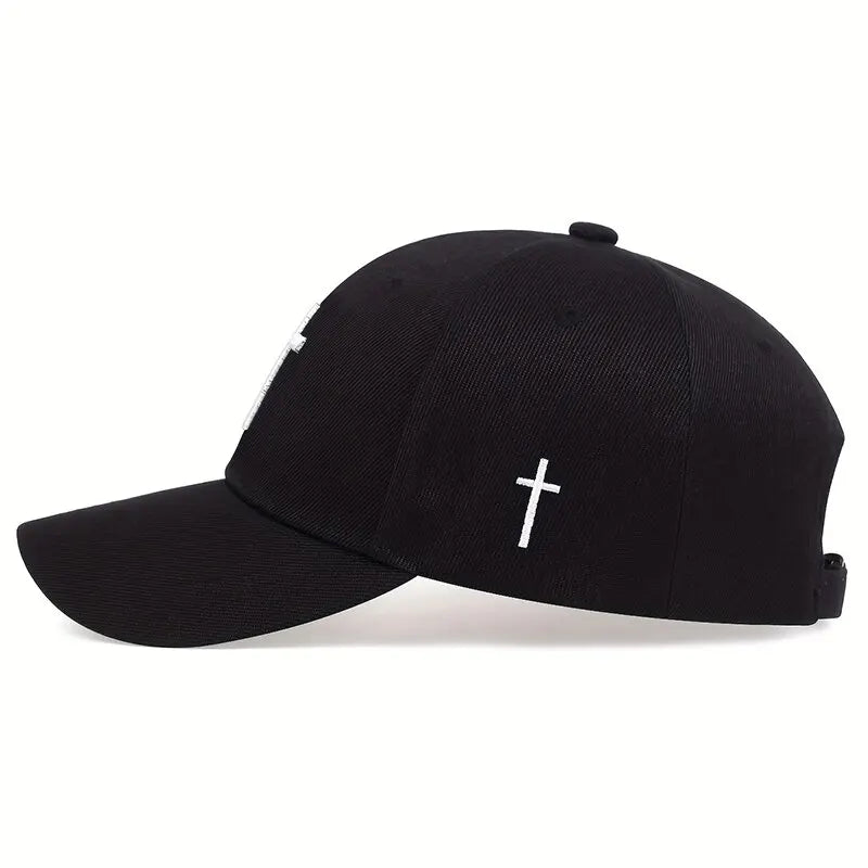 Unisex Adjustable Cross Embroidery Snapback Baseball Caps for Spring and Autumn Outdoor Activities