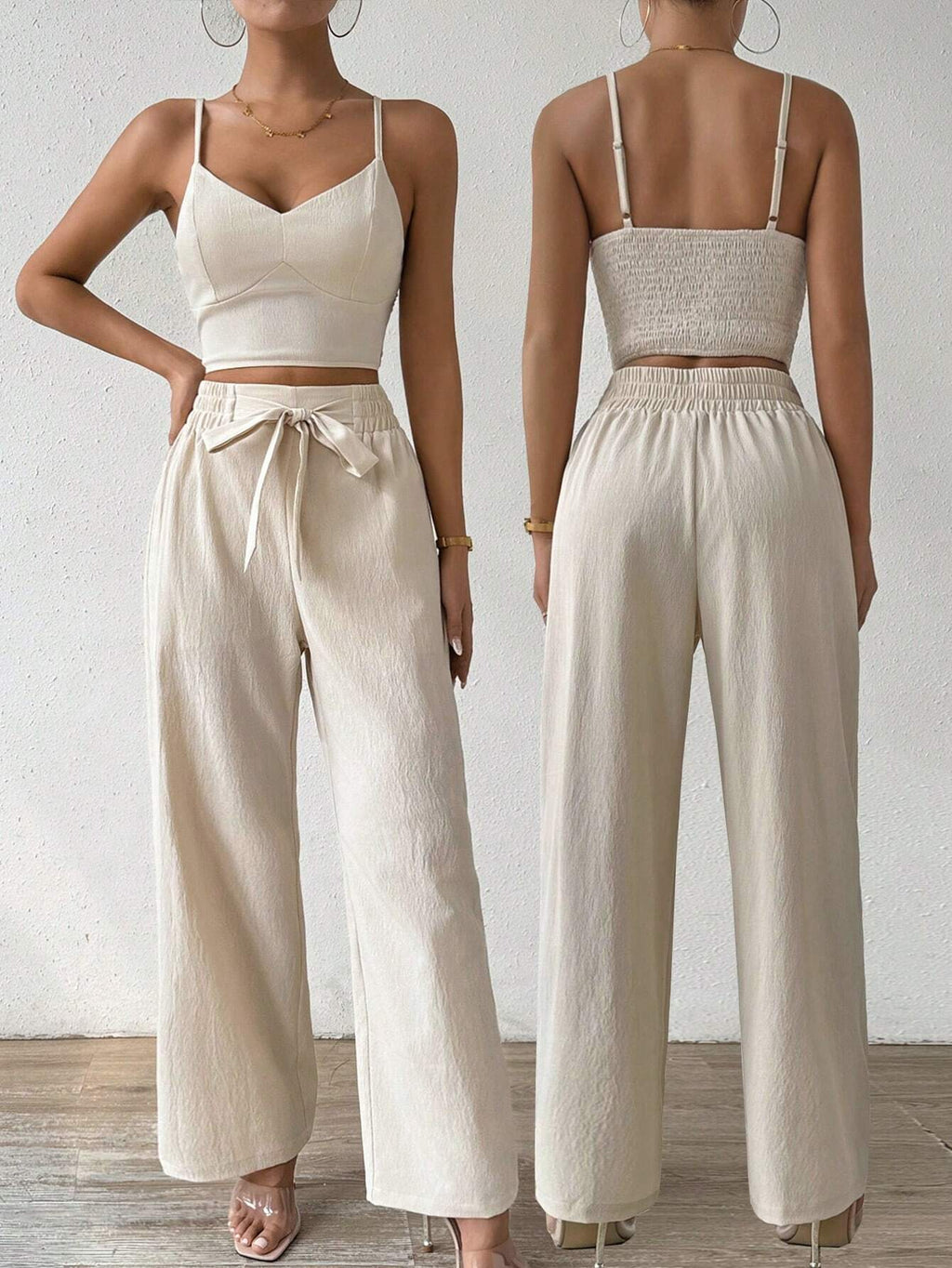 Breezaya Women's Push-Up Bra with Bowknot and Elastic Straight Pants - Holiday 2-Piece Set