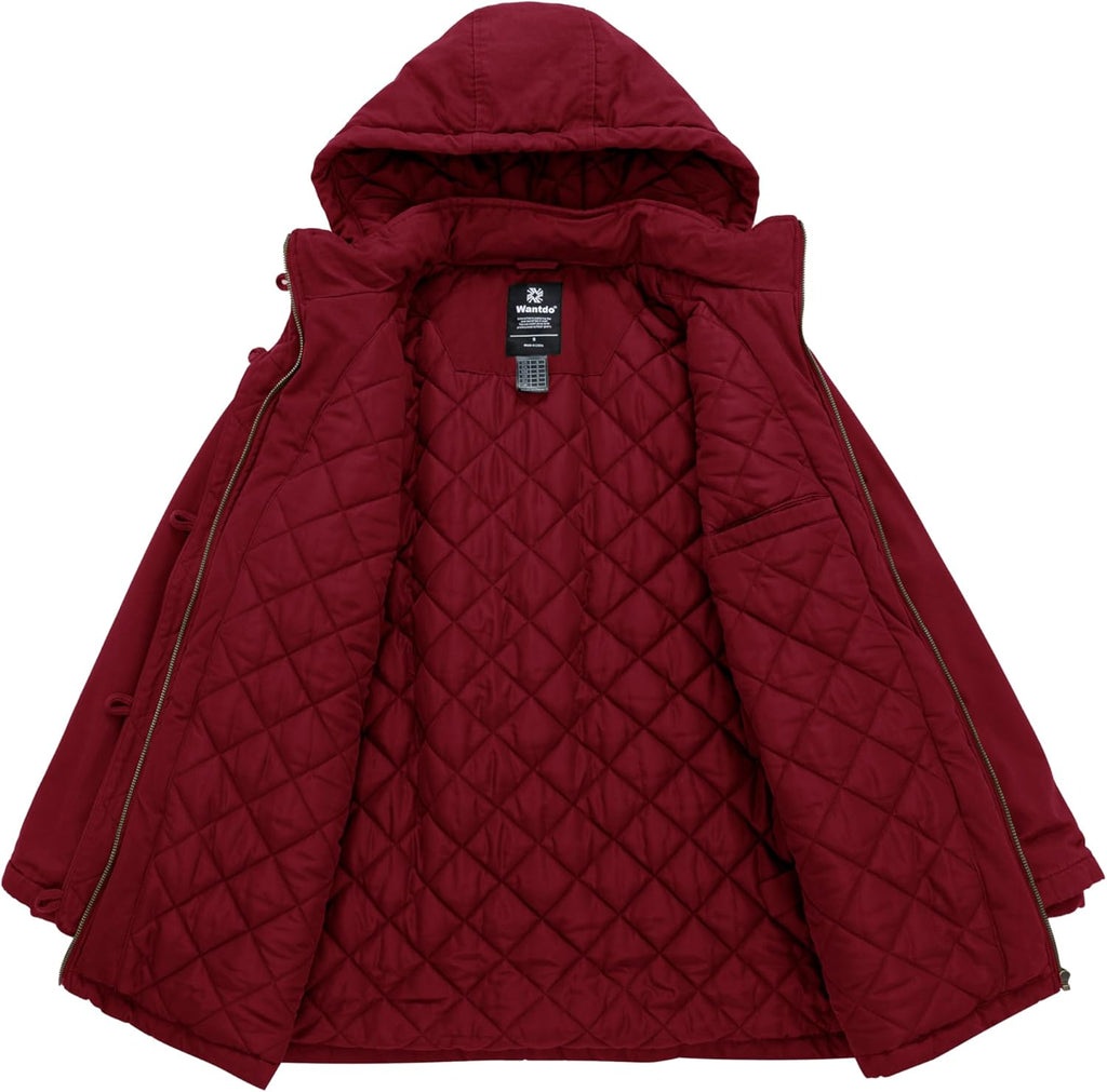 Women'S Winter Thicken Puffer Coat Warm Fleece Lined Parka Jacket with Fur Hood