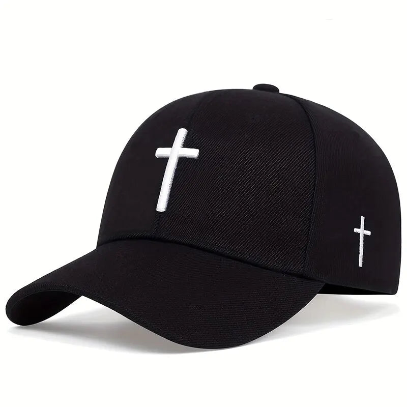 Unisex Adjustable Cross Embroidery Snapback Baseball Caps for Spring and Autumn Outdoor Activities