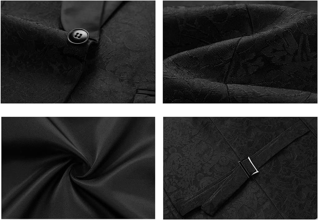 Mens Tuxedo Suits Slim Fit 3 Piece Formal Skinny Tuxedo Suit Set Shawl Lapel Paisley Suits Men for Wedding Prom