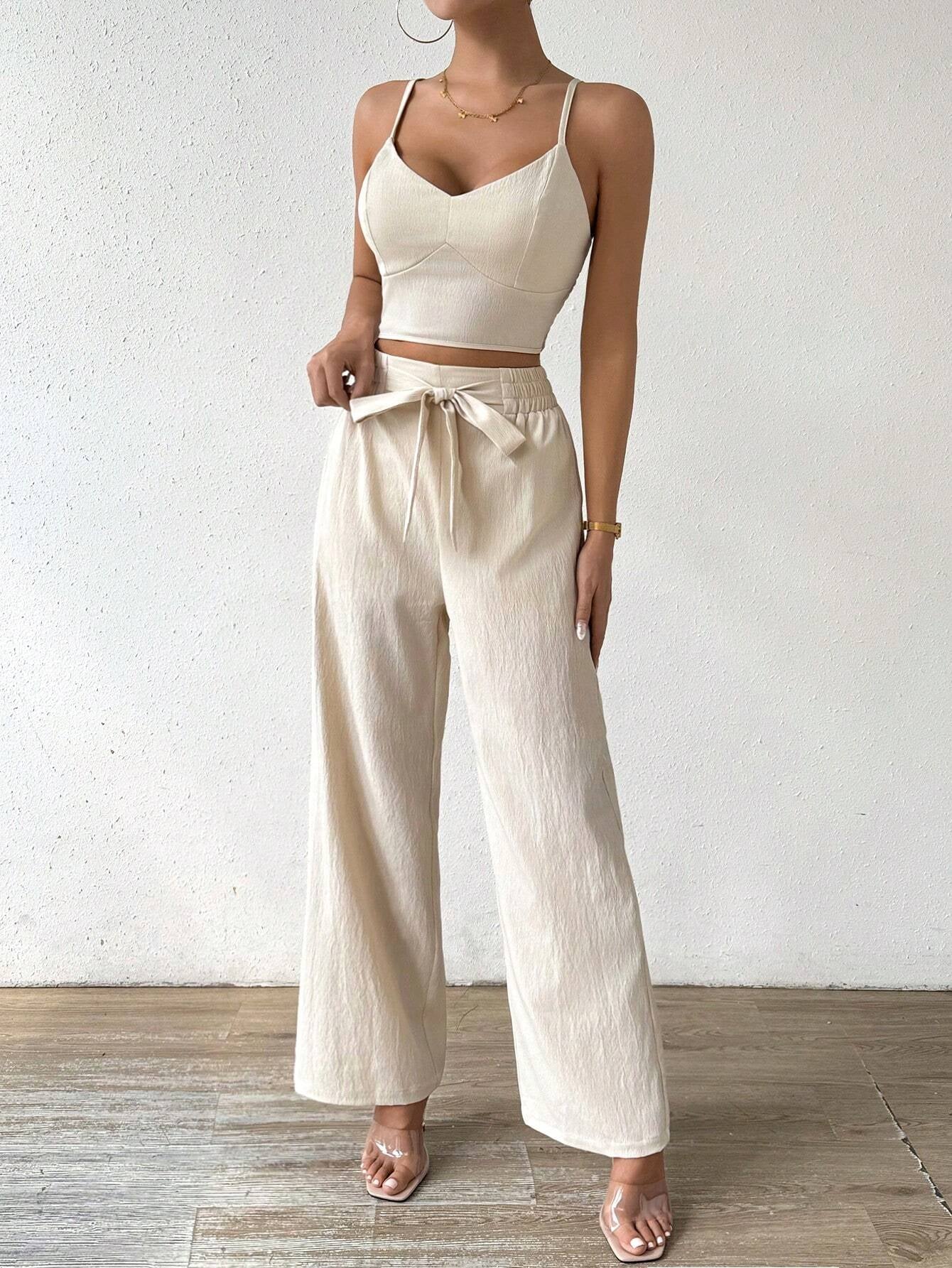 Breezaya Women's Push-Up Bra with Bowknot and Elastic Straight Pants - Holiday 2-Piece Set