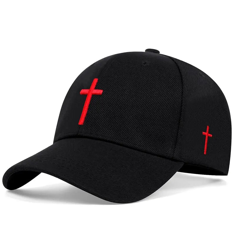 Unisex Adjustable Cross Embroidery Snapback Baseball Caps for Spring and Autumn Outdoor Activities
