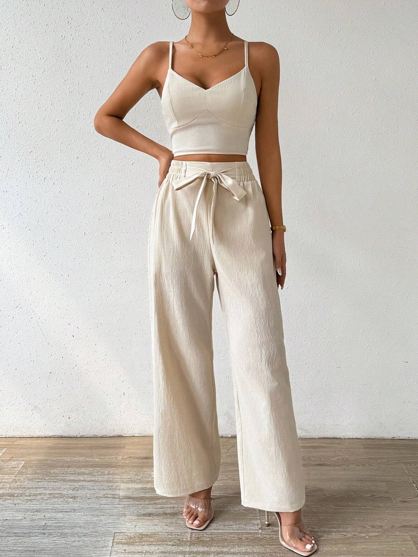 Breezaya Women's Push-Up Bra with Bowknot and Elastic Straight Pants - Holiday 2-Piece Set