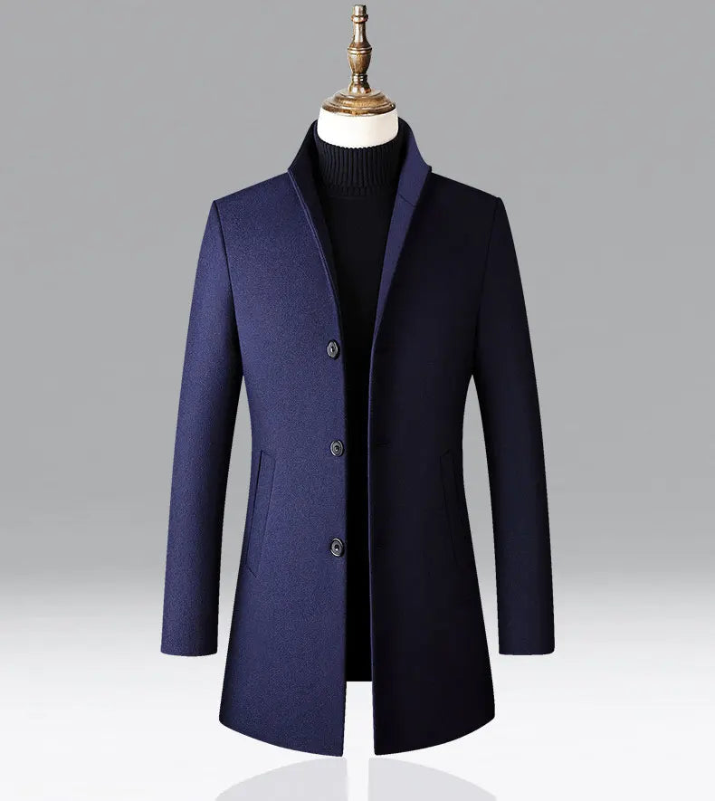 Winter Jacket Men Wool Pea Coat Oversized Overcoat Solid Business Casual Coat Men's Clothing Woollen Coats 4XL AF2011