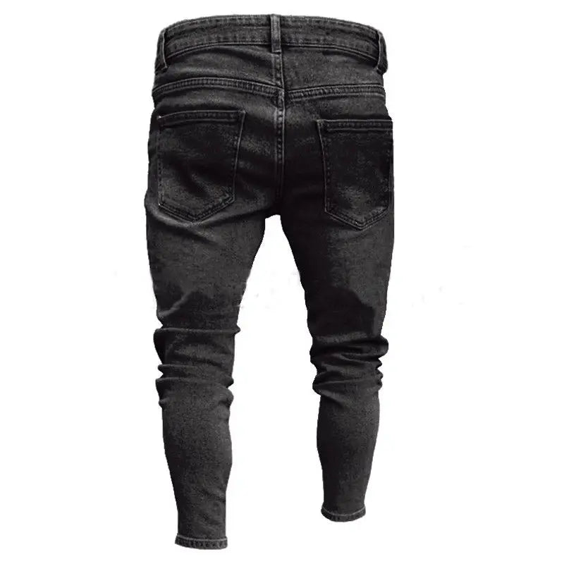 Bottoms 3 Styles Stretchy Ripped Skinny Biker Embroidery Print Jeans Destroyed Hole Slim Fit Scratched High Quality Jean