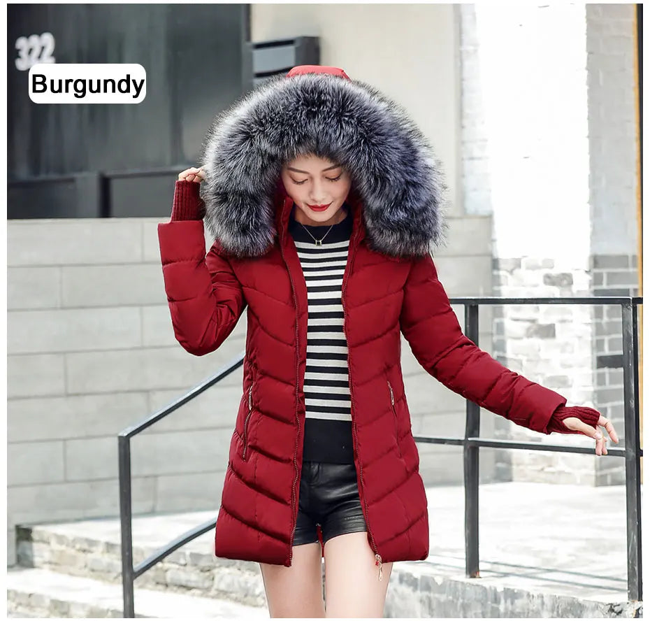 2025 New Arrival Fashion Slim Women Winter Jacket Cotton Padded Warm Thicken Ladies Coat Long Coats Parka Womens Jackets