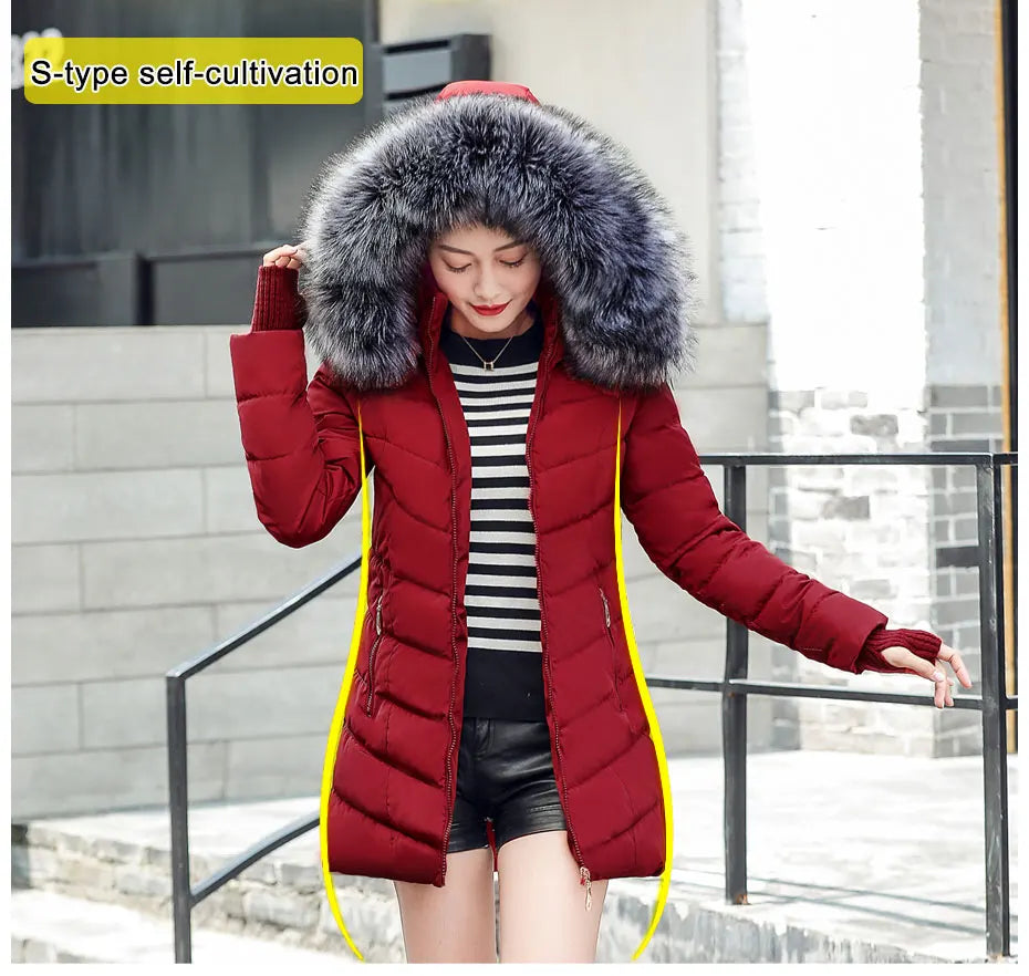 2025 New Arrival Fashion Slim Women Winter Jacket Cotton Padded Warm Thicken Ladies Coat Long Coats Parka Womens Jackets