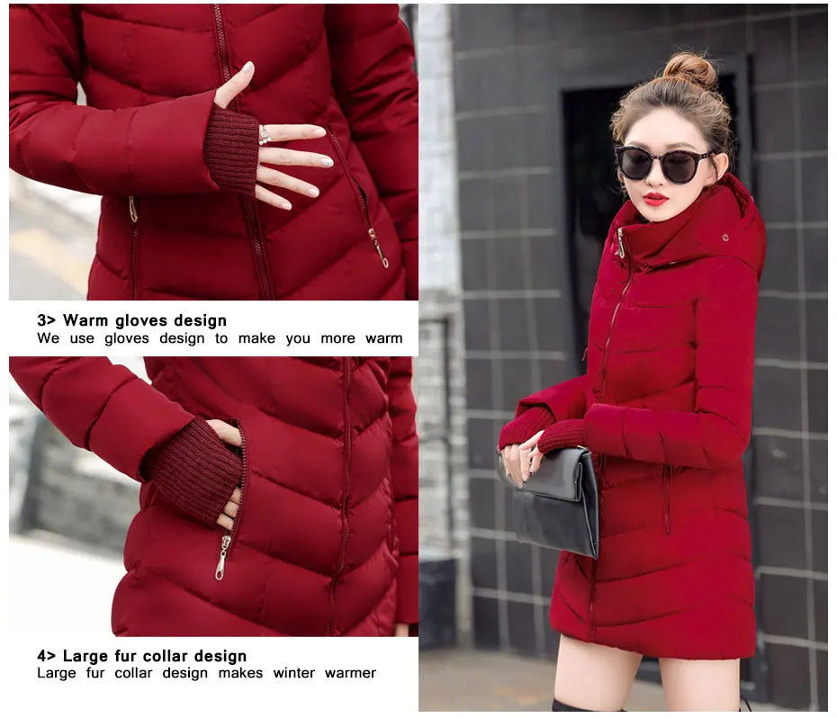 2025 New Arrival Fashion Slim Women Winter Jacket Cotton Padded Warm Thicken Ladies Coat Long Coats Parka Womens Jackets