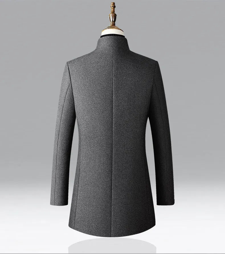 Winter Jacket Men Wool Pea Coat Oversized Overcoat Solid Business Casual Coat Men's Clothing Woollen Coats 4XL AF2011