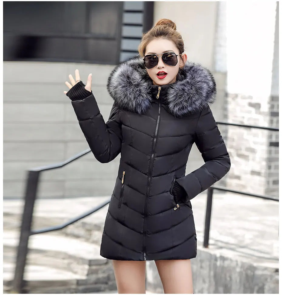 2025 New Arrival Fashion Slim Women Winter Jacket Cotton Padded Warm Thicken Ladies Coat Long Coats Parka Womens Jackets