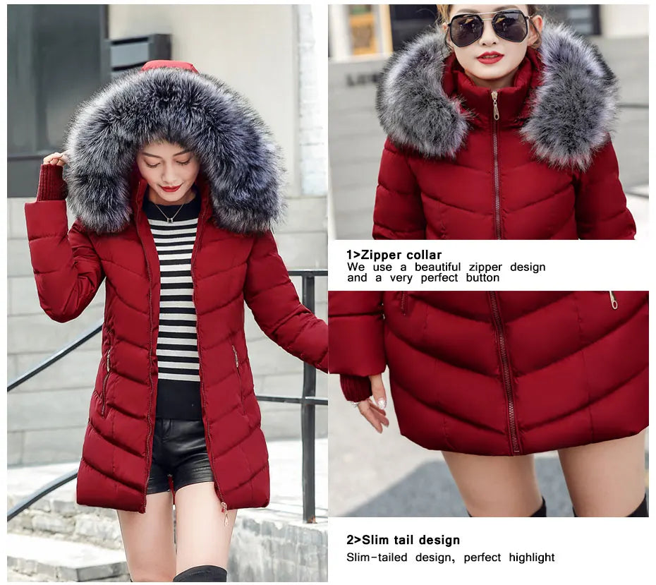 2025 New Arrival Fashion Slim Women Winter Jacket Cotton Padded Warm Thicken Ladies Coat Long Coats Parka Womens Jackets