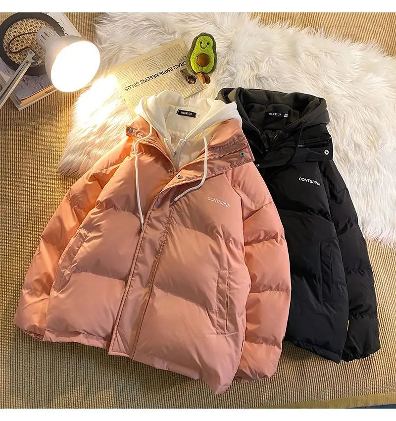 2026 Korean Winter Leisure Cotton Clothes Women Parker coat Y2K Multi-functional Fake Two Pocket Zipper Down Jacket Thick Coat