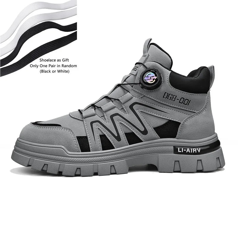 Black Men Motorcycle Boot Designer Autumn Ankle Boots for Men Biker Shoes Non-slip Outdoor Hiking Boots Man Work Sneakers