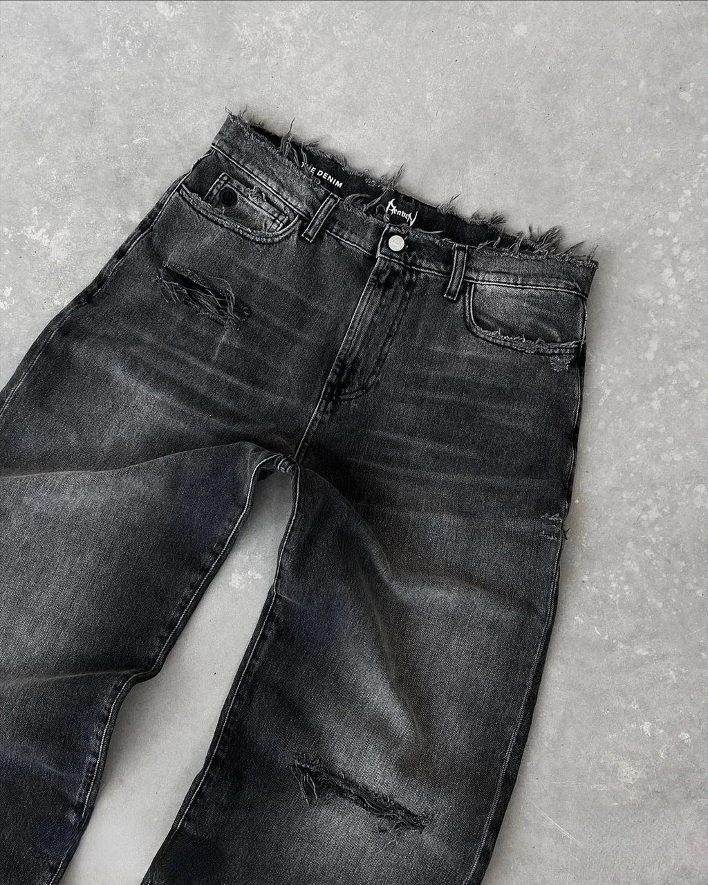 Straight Jeans Distressed Men Jean Ripped Holes Washed Denim Pants Ankle Length Loose Solid Zipper Fly Pockets Casual 2025