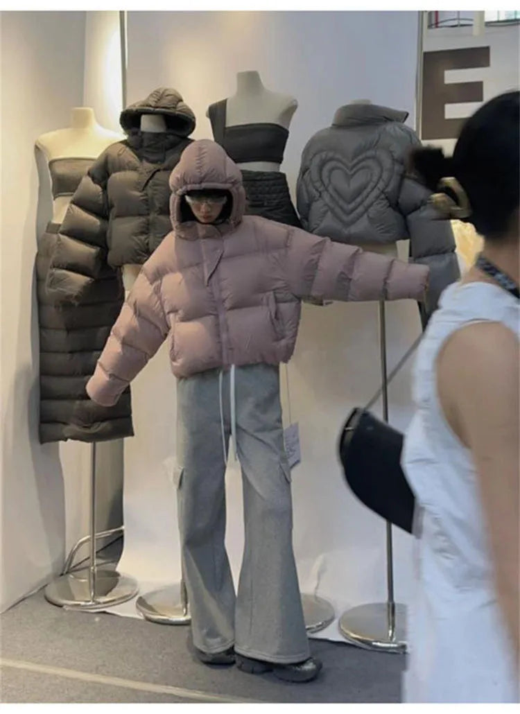 Autumn Winter Casual Parkas Women Fashion Women White Duck Down Jacket with Hood Warm Over Size Thick Short Outwear Female Coat