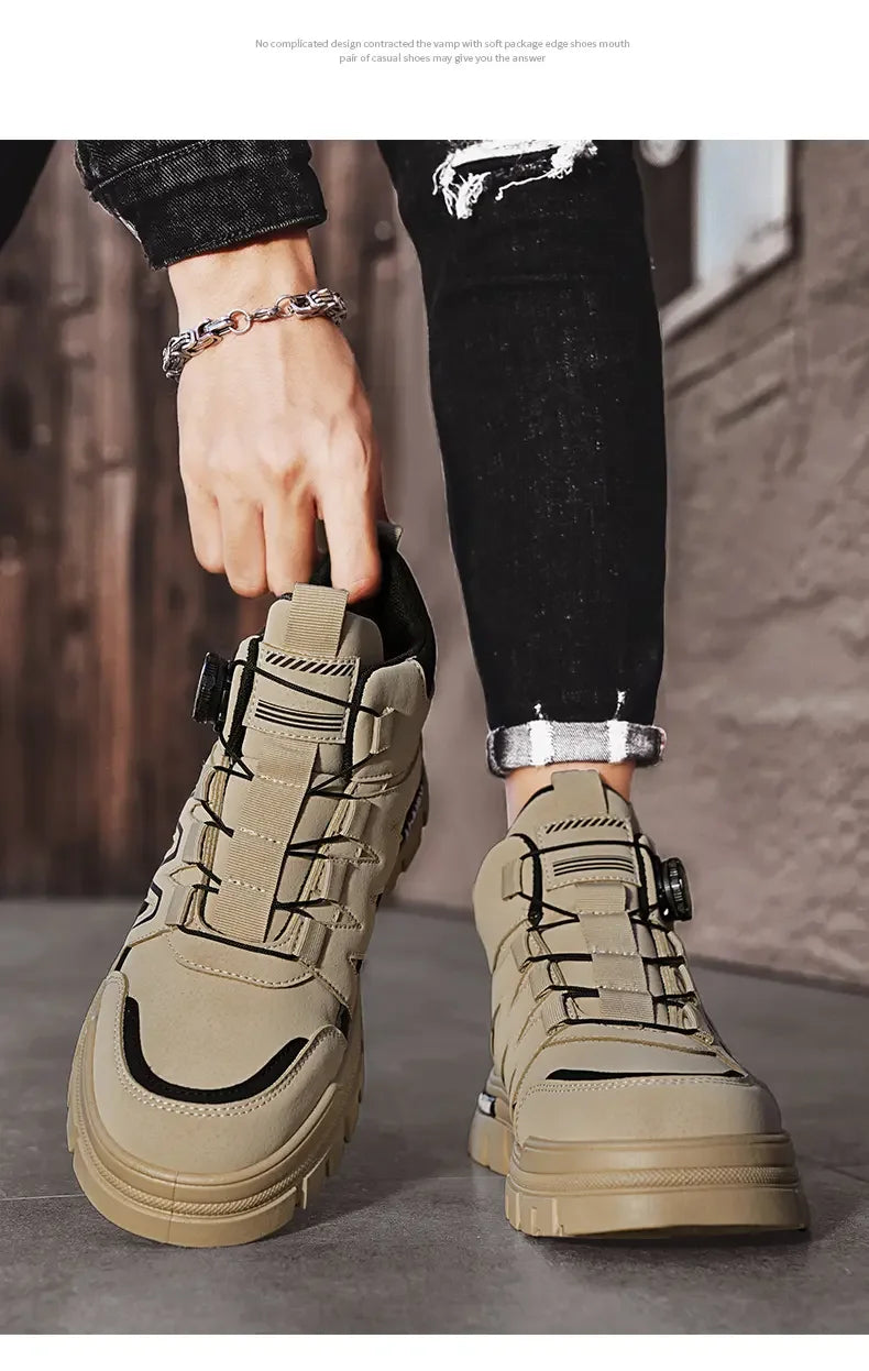 Black Men Motorcycle Boot Designer Autumn Ankle Boots for Men Biker Shoes Non-slip Outdoor Hiking Boots Man Work Sneakers