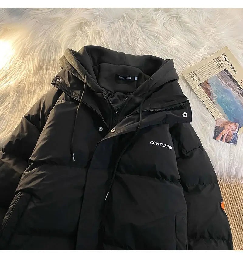 2026 Korean Winter Leisure Cotton Clothes Women Parker coat Y2K Multi-functional Fake Two Pocket Zipper Down Jacket Thick Coat