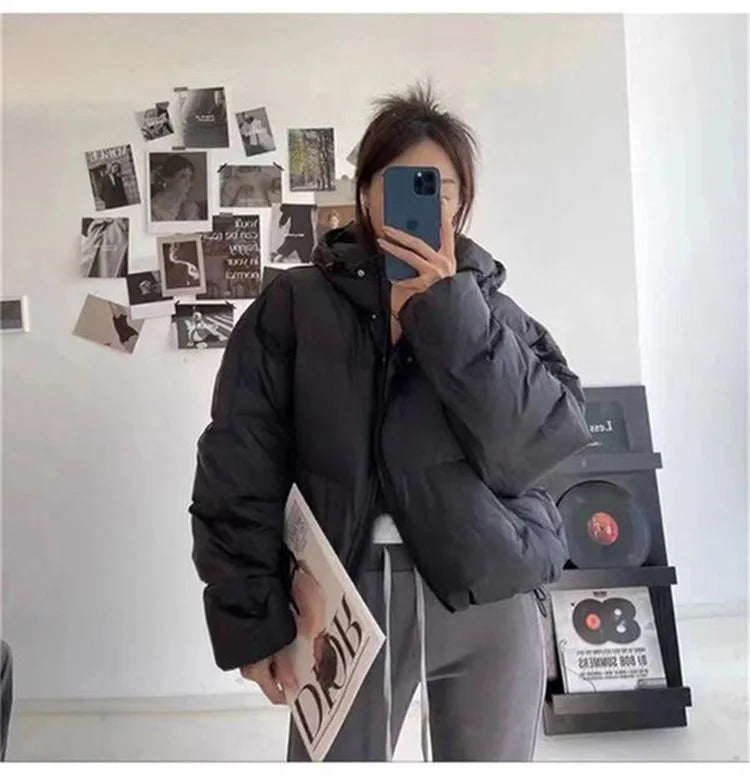 Autumn Winter Casual Parkas Women Fashion Women White Duck Down Jacket with Hood Warm Over Size Thick Short Outwear Female Coat