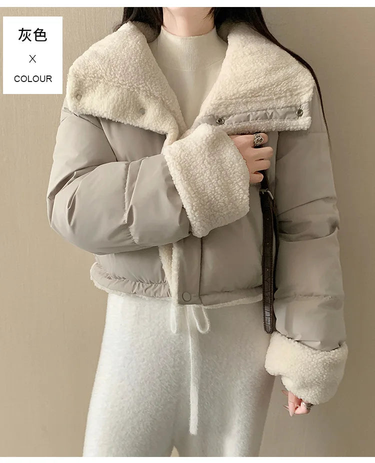 Women's Winter Tops Jacket Cotton Coat Versatile Skinny Long Sleeve Lapel Short Warm Thickened Vintage New Comfortable Versatile