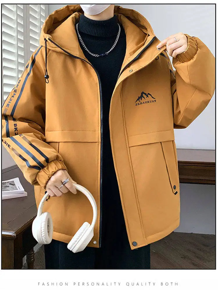 Winter Jacket For Teenagers Boys Fleece Lined Thickened Bomber Jacket Fashionable Quilted Coat Middle School Student Warm Jacket