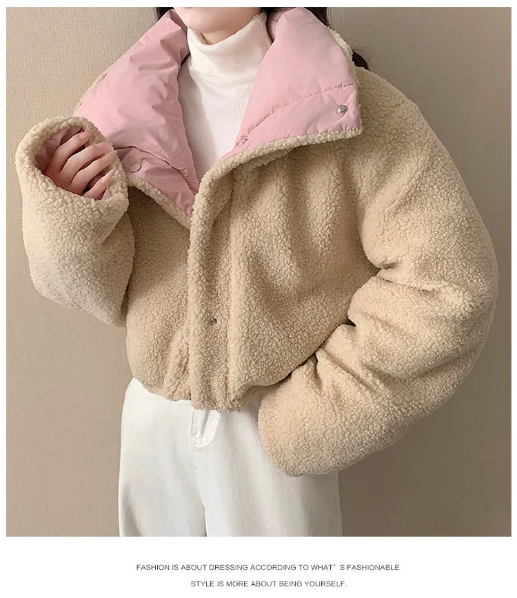 Women's Winter Tops Jacket Cotton Coat Versatile Skinny Long Sleeve Lapel Short Warm Thickened Vintage New Comfortable Versatile