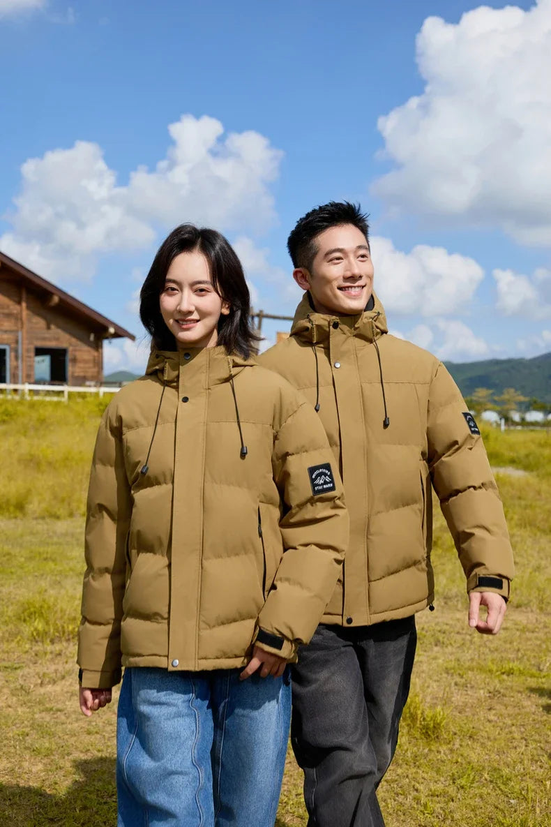 Winter Sports Down Jacket Mens Comfortable Couple Fashionable Womens Lightweight Outdoor Solid Color Waterproof Leisure Fashion