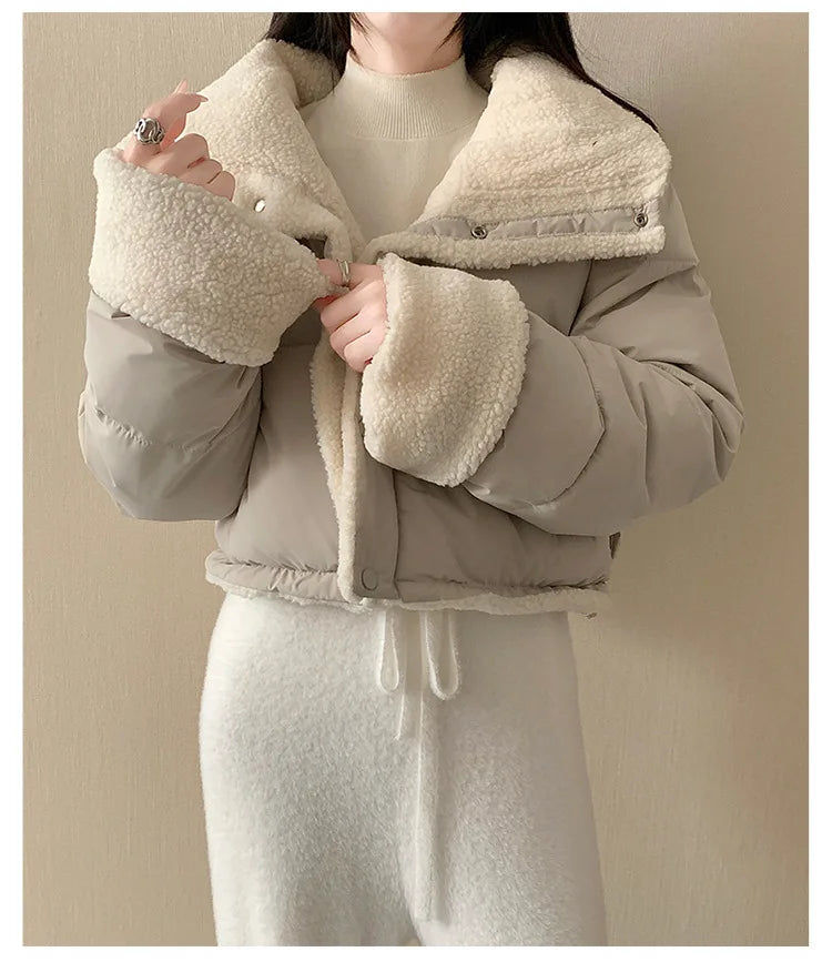 Women's Winter Tops Jacket Cotton Coat Versatile Skinny Long Sleeve Lapel Short Warm Thickened Vintage New Comfortable Versatile