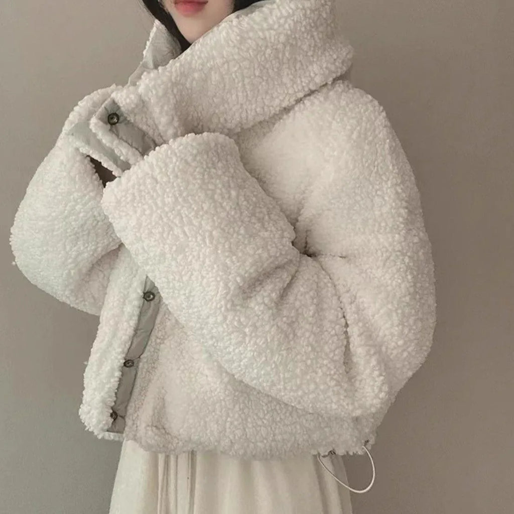 Women's Winter Tops Jacket Cotton Coat Versatile Skinny Long Sleeve Lapel Short Warm Thickened Vintage New Comfortable Versatile