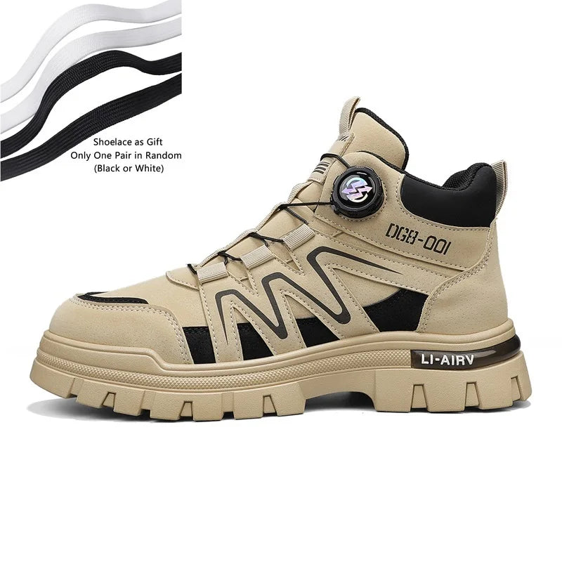 Black Men Motorcycle Boot Designer Autumn Ankle Boots for Men Biker Shoes Non-slip Outdoor Hiking Boots Man Work Sneakers