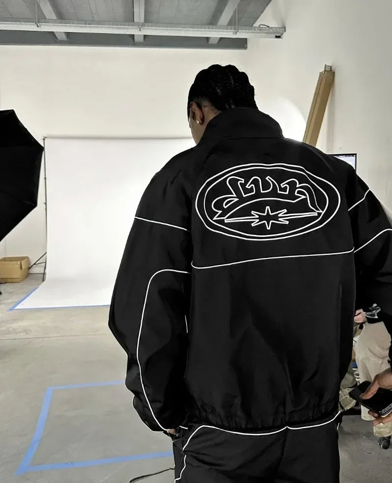 New Gothpunk Style Stylish Loose Letter Print Zipper Hoodie Men Y2k Rock Hip Hop Street Versatile Oversized Sweatshirt Women