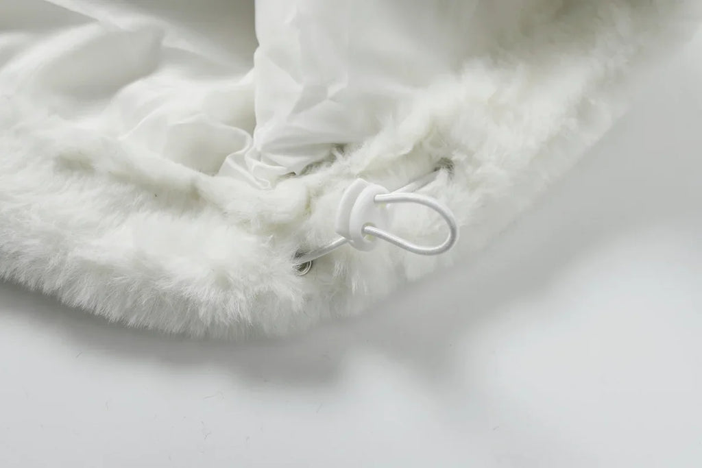 American Style New Hip-hop Embroidered Jacket Men's Imitation Rabbit Fur Stand Up Collar Unisex Loose Cotton Jacket