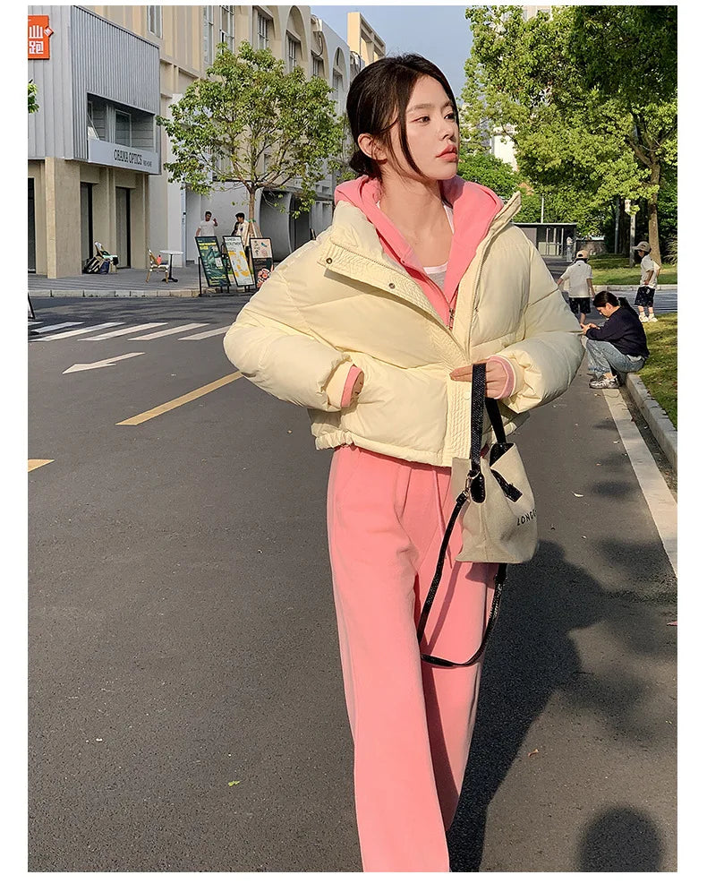 Winter Cropped Jacket Women Clothing Warm Short Puffer Jackets Lightweight Chic Stand Up Collar Student Cotton-padded Jacket New