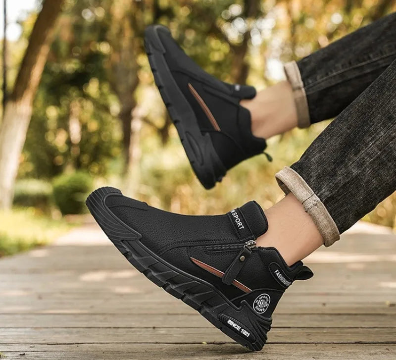 Mens Casual Labor Shoes Fashion Zipper Versatile Men Outdoor Climbing Shoes Non Slip Wear-resistant Sneakers Zapatos Para Hombre