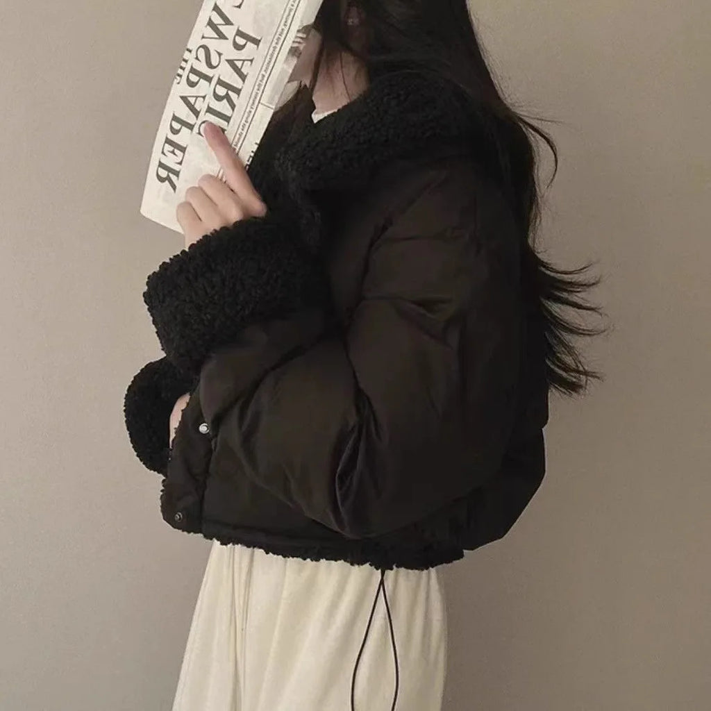 Women's Winter Tops Jacket Cotton Coat Versatile Skinny Long Sleeve Lapel Short Warm Thickened Vintage New Comfortable Versatile