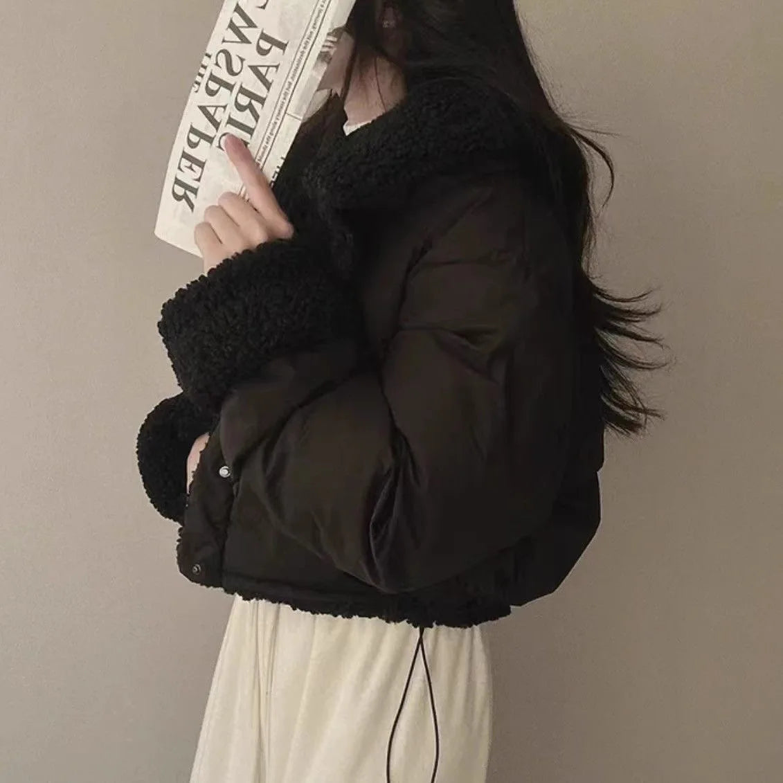 Women's Winter Tops Jacket Cotton Coat Versatile Skinny Long Sleeve Lapel Short Warm Thickened Vintage New Comfortable Versatile