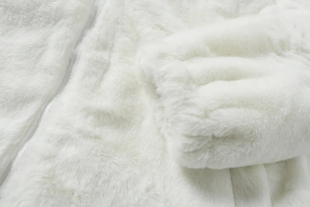 American Style New Hip-hop Embroidered Jacket Men's Imitation Rabbit Fur Stand Up Collar Unisex Loose Cotton Jacket