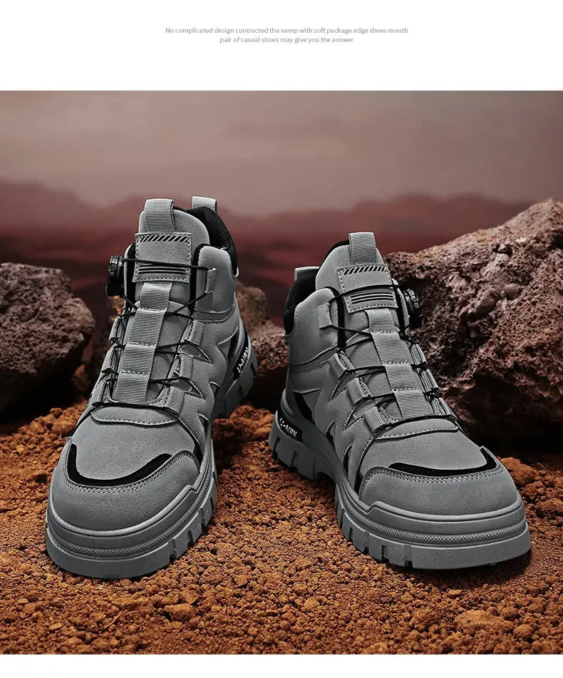Black Men Motorcycle Boot Designer Autumn Ankle Boots for Men Biker Shoes Non-slip Outdoor Hiking Boots Man Work Sneakers