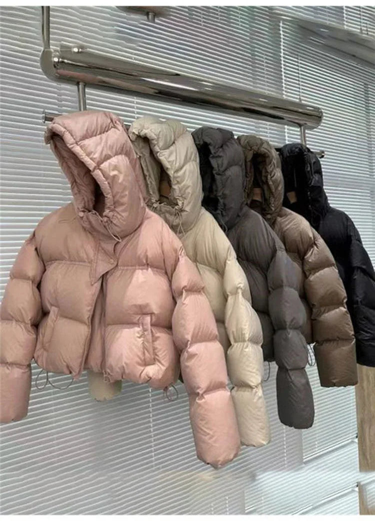 Autumn Winter Casual Parkas Women Fashion Women White Duck Down Jacket with Hood Warm Over Size Thick Short Outwear Female Coat