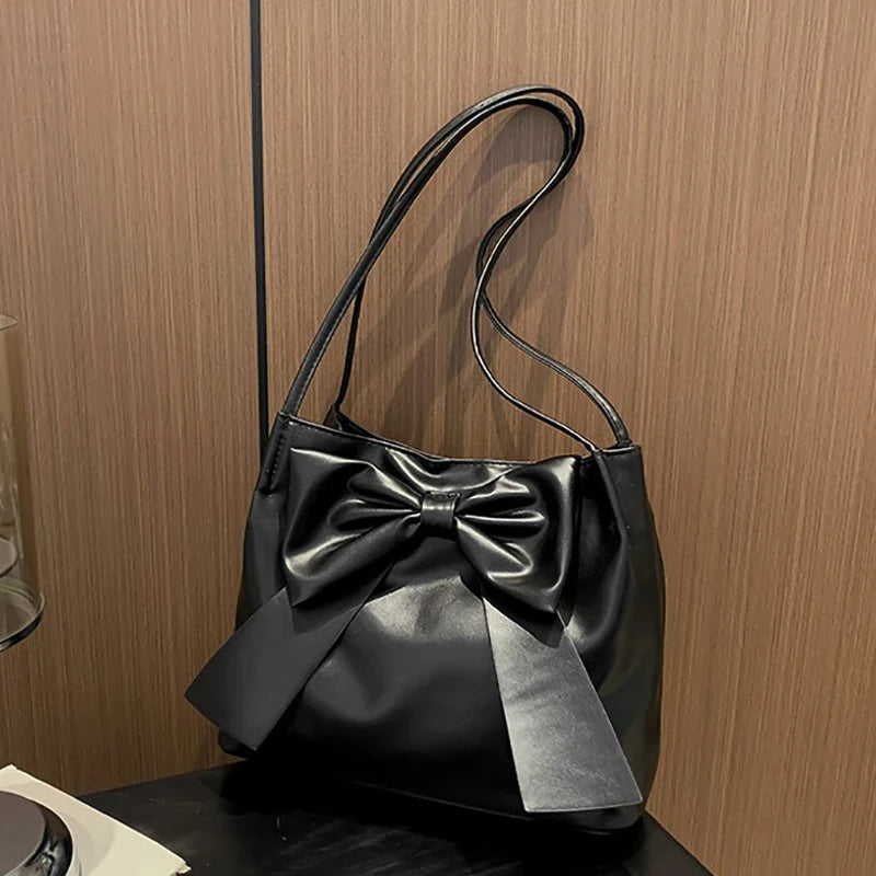Fashion Bow Handlebags For Women Shoulder Bags Leisure Armpit Bag Shopping Versatile Bags Dumpling Handbag Female Hand Bags