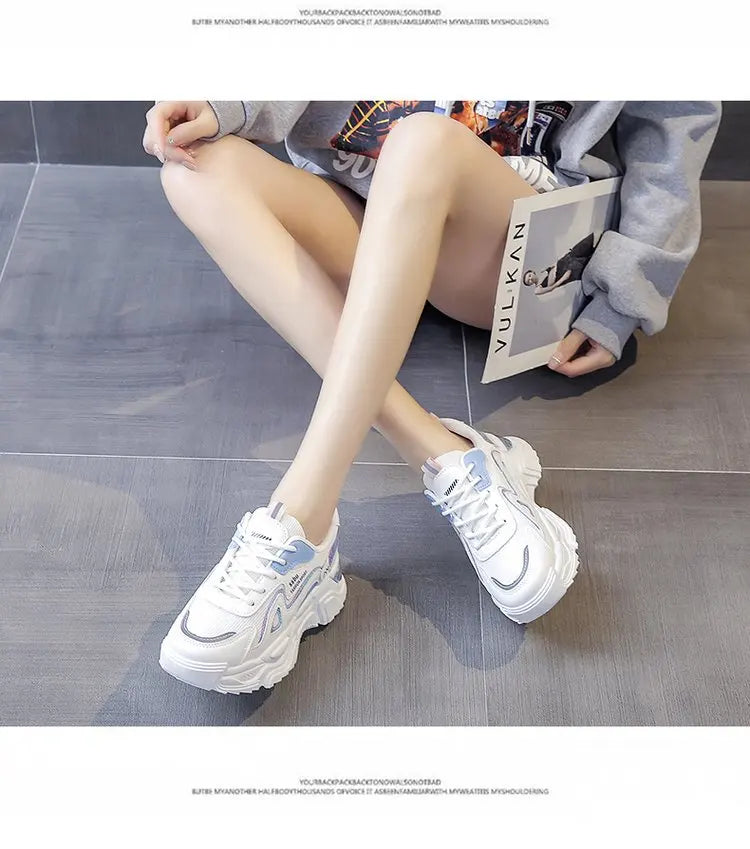 Women‘s Shoes 2023 New Fashion Breathable Mesh All-match Casual Shoes Lace Up Female Platform Shoes Sneakers Woman Zapatos Mujer