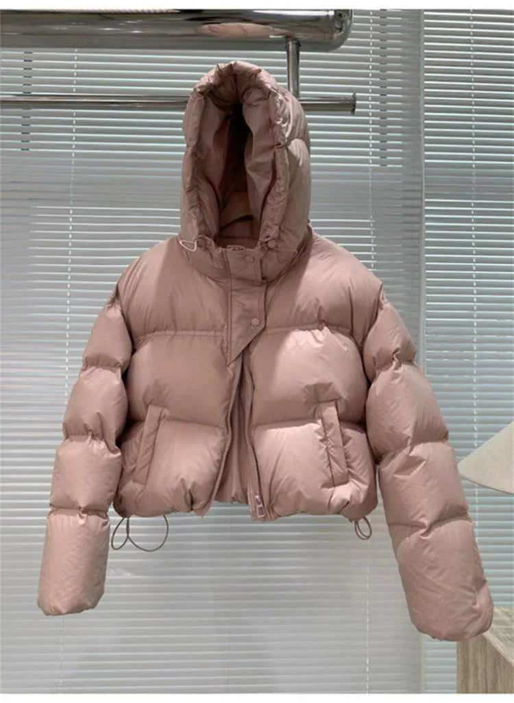 Autumn Winter Casual Parkas Women Fashion Women White Duck Down Jacket with Hood Warm Over Size Thick Short Outwear Female Coat