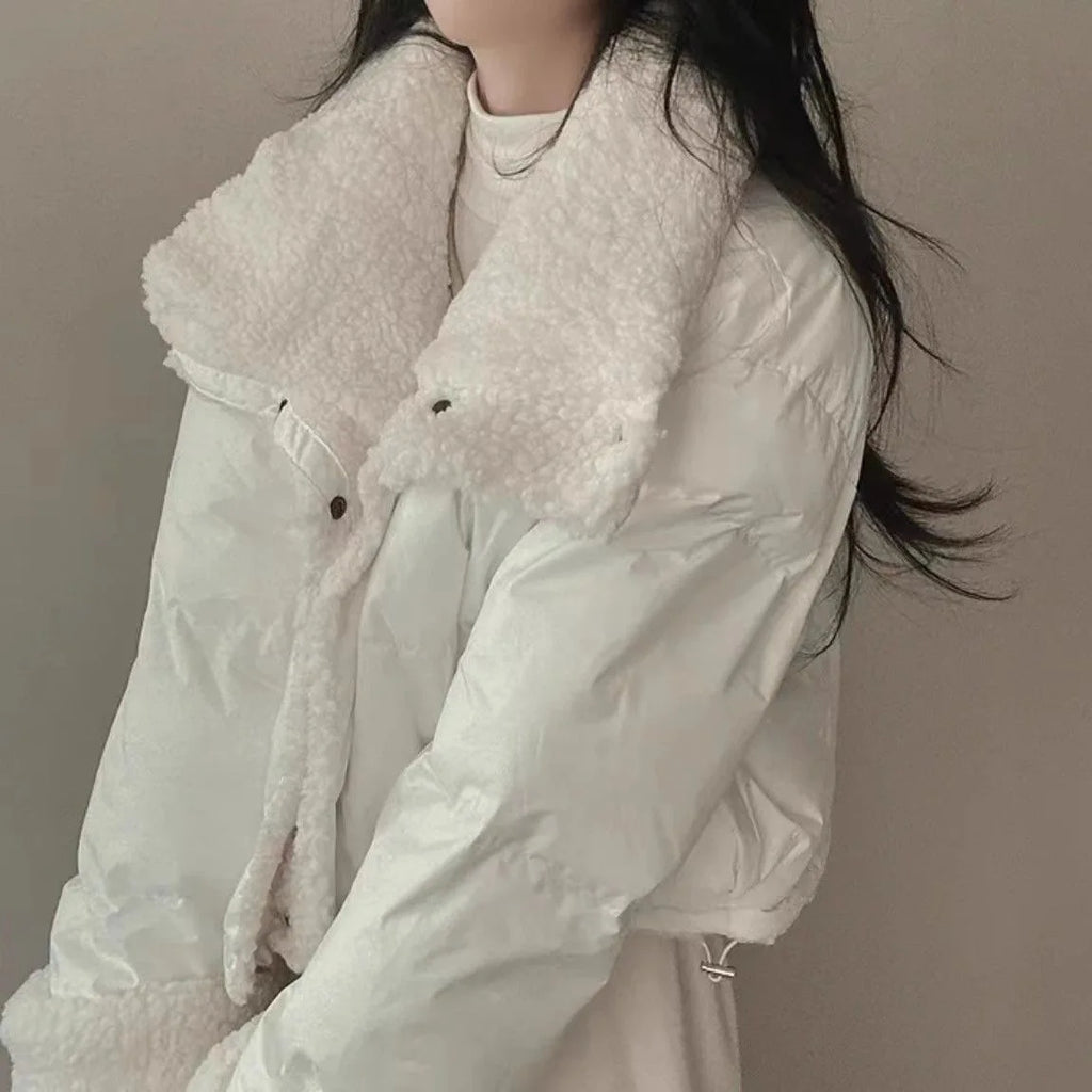 Women's Winter Tops Jacket Cotton Coat Versatile Skinny Long Sleeve Lapel Short Warm Thickened Vintage New Comfortable Versatile