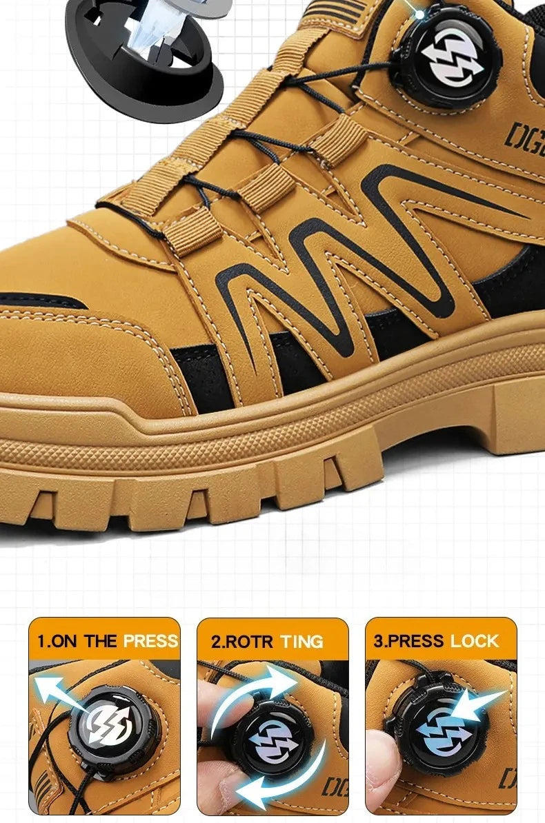 Black Men Motorcycle Boot Designer Autumn Ankle Boots for Men Biker Shoes Non-slip Outdoor Hiking Boots Man Work Sneakers