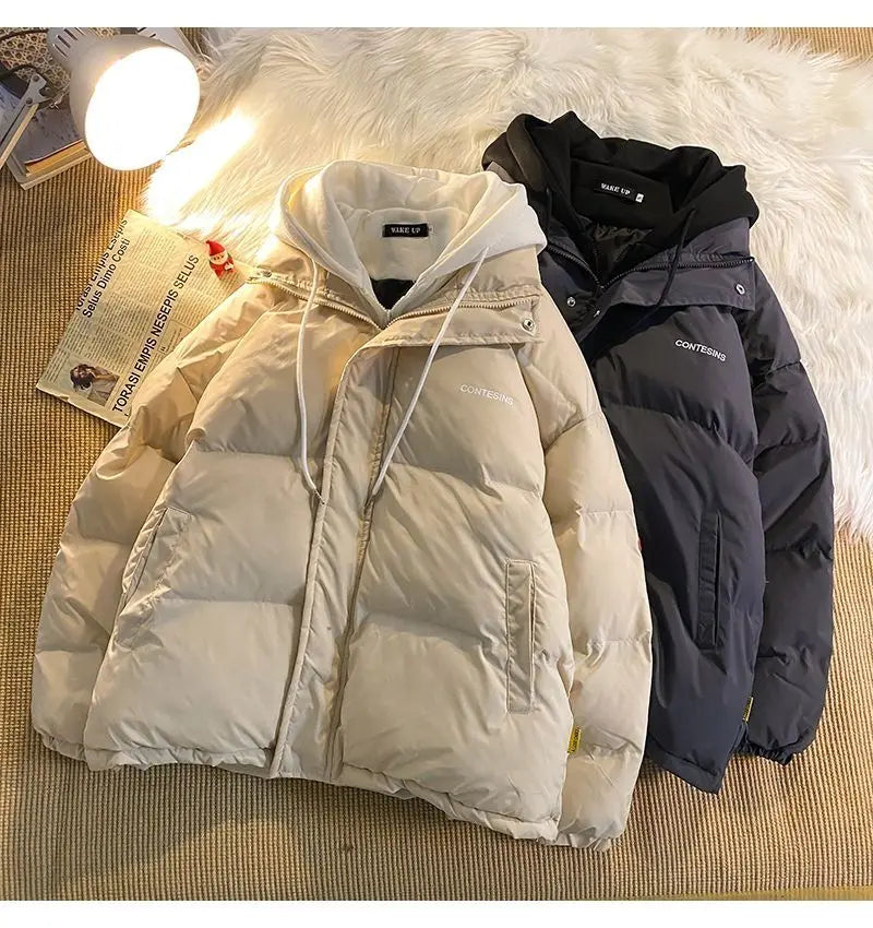 2026 Korean Winter Leisure Cotton Clothes Women Parker coat Y2K Multi-functional Fake Two Pocket Zipper Down Jacket Thick Coat