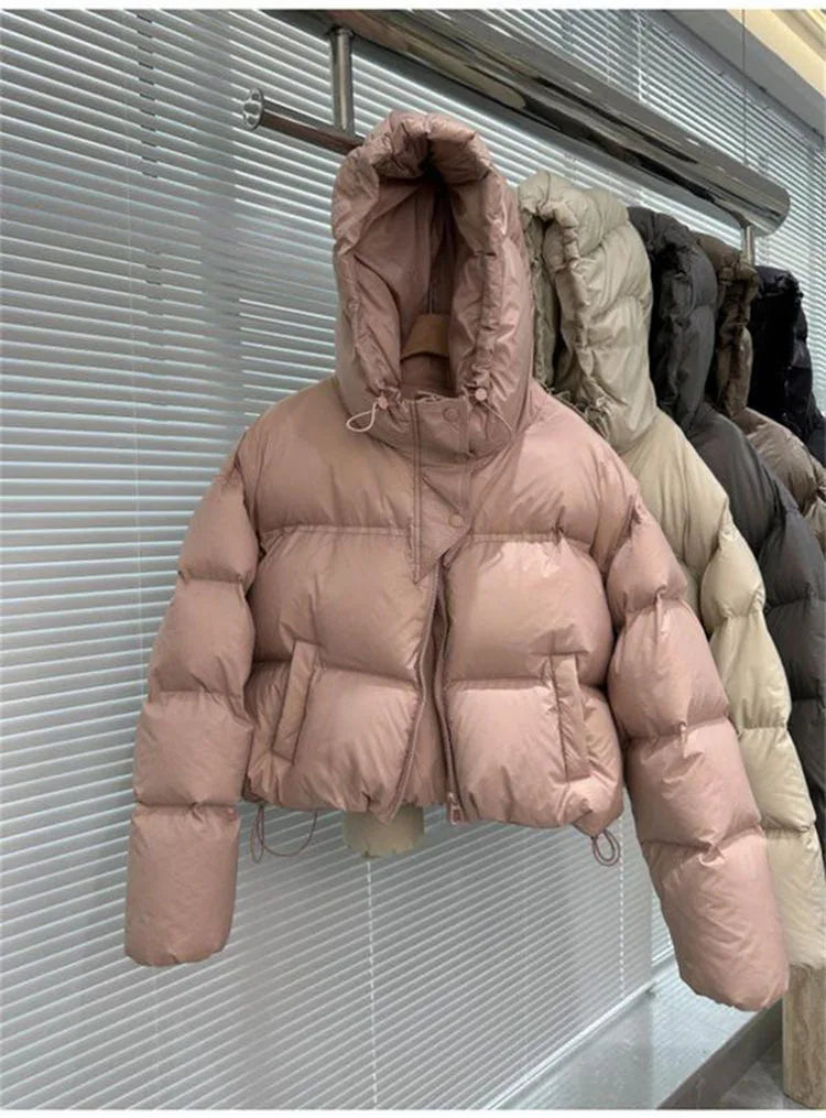 Autumn Winter Casual Parkas Women Fashion Women White Duck Down Jacket with Hood Warm Over Size Thick Short Outwear Female Coat