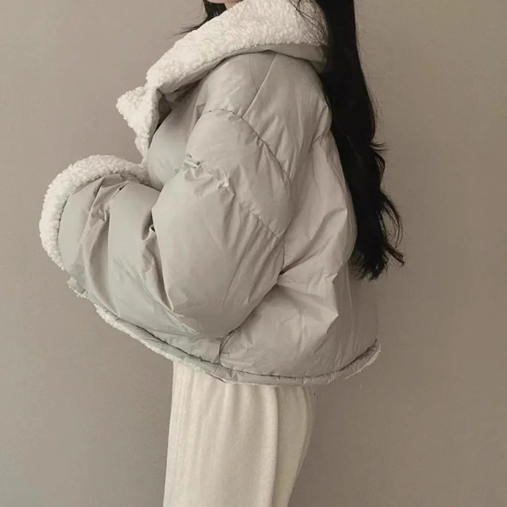 Women's Winter Tops Jacket Cotton Coat Versatile Skinny Long Sleeve Lapel Short Warm Thickened Vintage New Comfortable Versatile