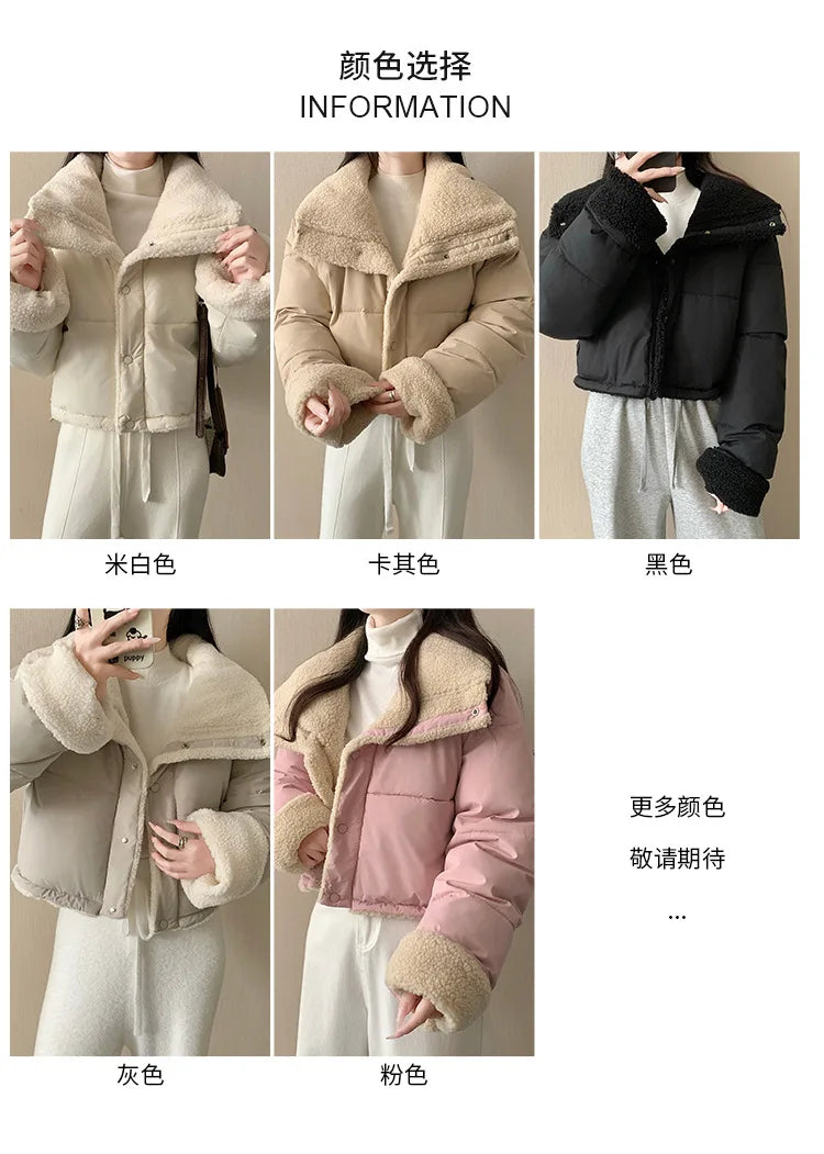 Women's Winter Tops Jacket Cotton Coat Versatile Skinny Long Sleeve Lapel Short Warm Thickened Vintage New Comfortable Versatile
