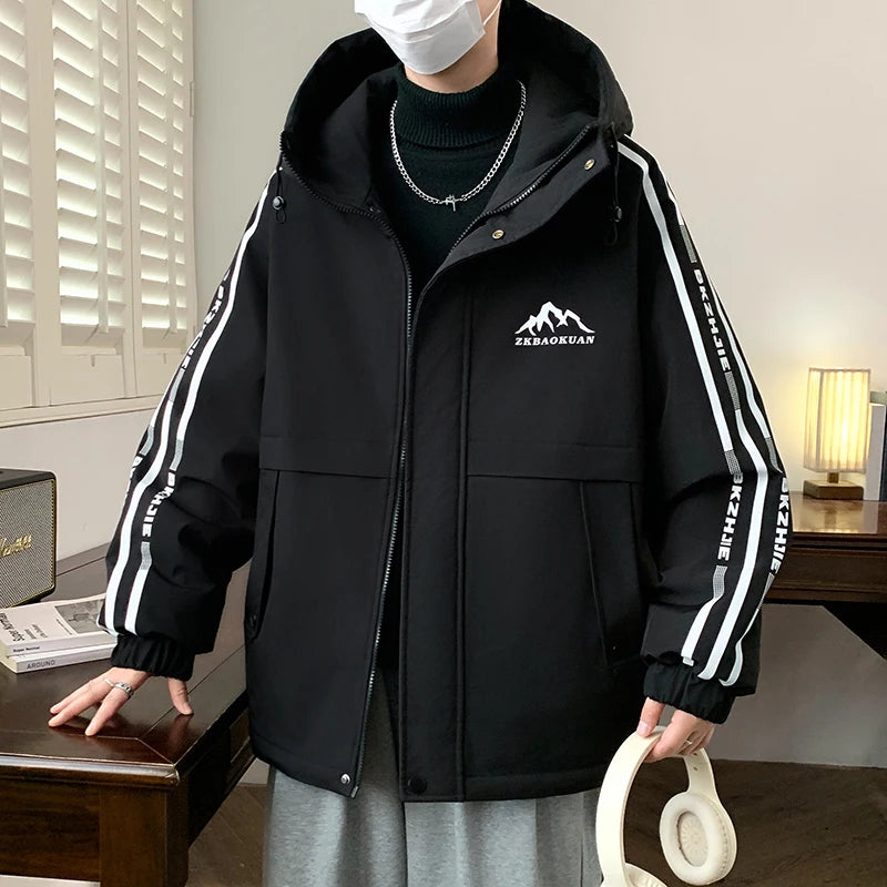 Winter Jacket For Teenagers Boys Fleece Lined Thickened Bomber Jacket Fashionable Quilted Coat Middle School Student Warm Jacket