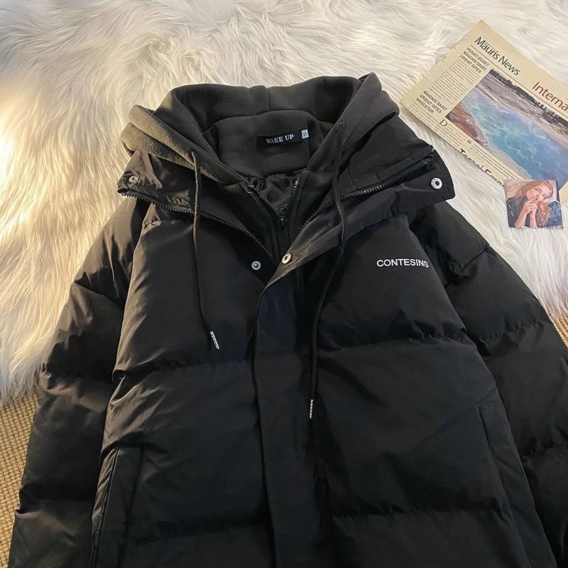2026 Korean Winter Leisure Cotton Clothes Women Parker coat Y2K Multi-functional Fake Two Pocket Zipper Down Jacket Thick Coat